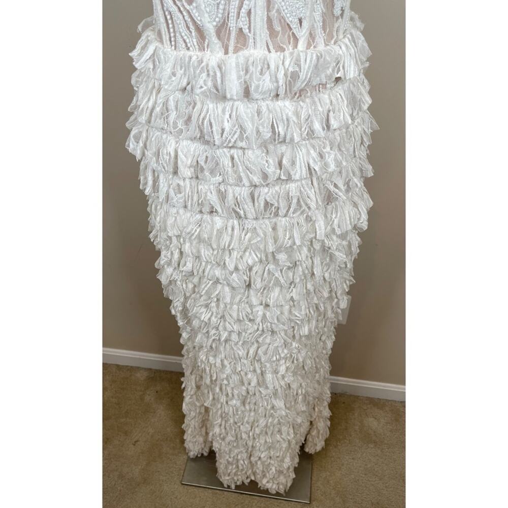 RETROFETE Irini Bustier Lace Tiered Ruffle Sequin Embellished Maxi Dress Sz XL - Picture 6 of 9